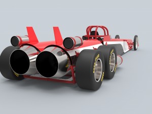 Twin-engined jet dragster 3D 모델
