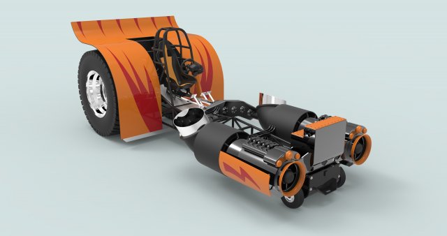 Jet pulling tractor 3D Модель .c4d .max .obj .3ds .fbx .stl .blend 