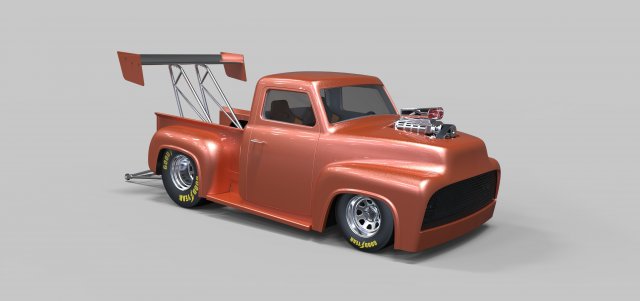 Pickup dragster 3D Model .c4d .max .obj .3ds .fbx .stl .blend 