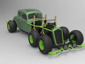 Hot rod six-wheeled 3D Model