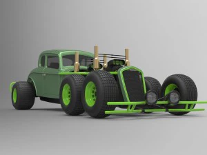 Hot rod six-wheeled 3D Model