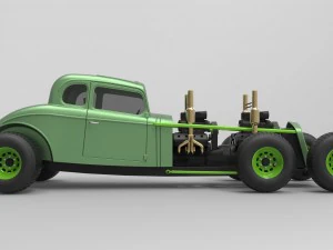 Hot rod six-wheeled 3D Model