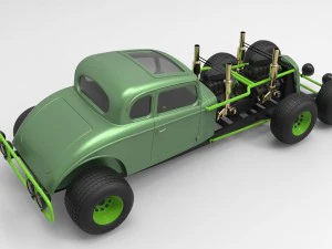 Hot rod six-wheeled 3D Model