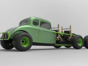 Hot rod six-wheeled 3D Model