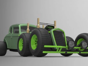 Hot rod six-wheeled 3D Model
