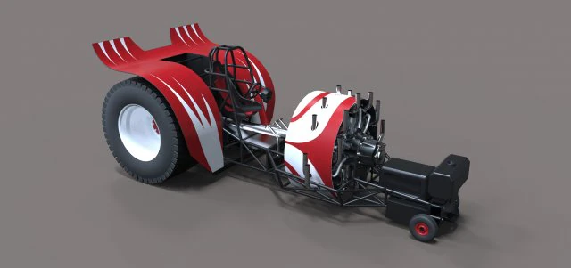 Pulling tractor with radial engine 3D Model .c4d .max .obj .3ds .fbx .stl .blend