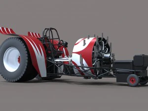 Pulling tractor with radial engine 3D Model