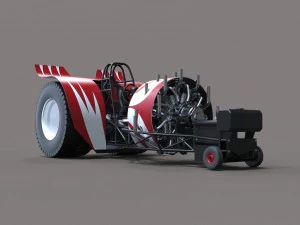 Pulling tractor with radial engine 3D Model