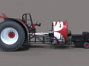 Pulling tractor with radial engine 3D Model