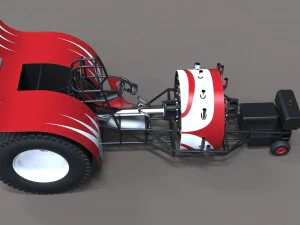 Pulling tractor with radial engine 3D Model