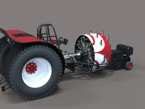 Pulling tractor with radial engine 3D Model