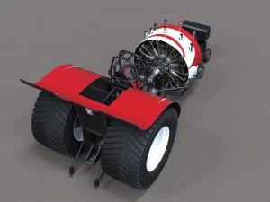 Pulling tractor with radial engine 3D Model