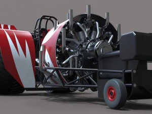 Pulling tractor with radial engine 3D Model