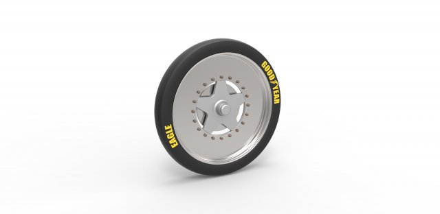 Front wheel from dragster 3D Model .c4d .max .obj .3ds .fbx .stl .blend 