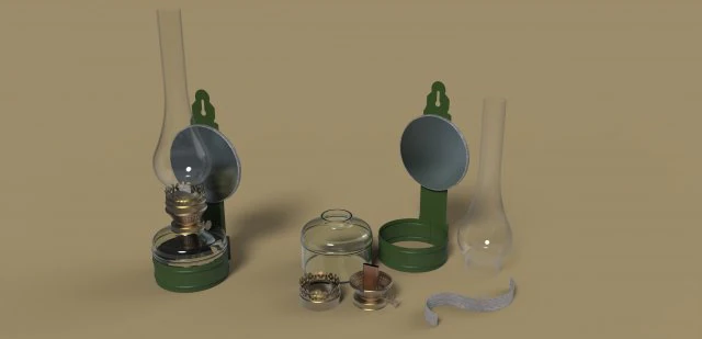 Kerosene lamp 3D Model .c4d .max .obj .3ds .fbx .stl .blend 