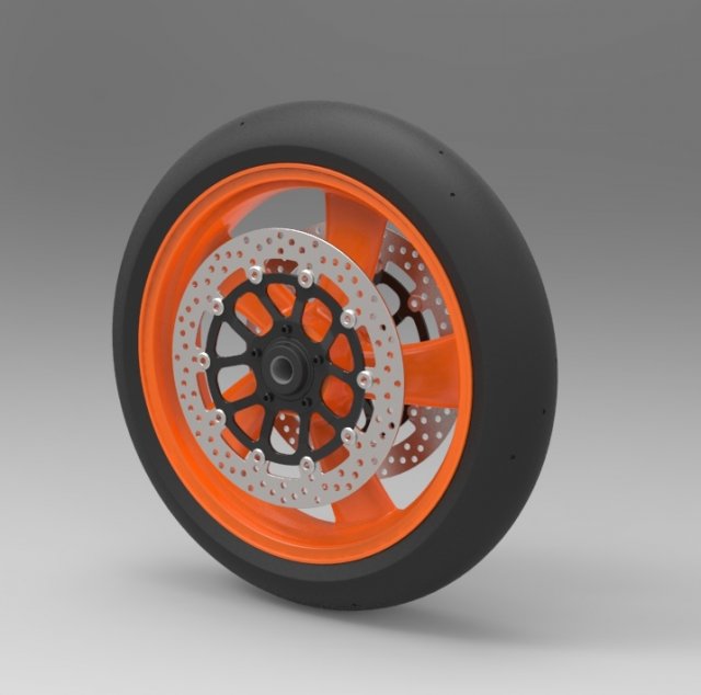 Front wheel from top fuel bike 3D Model .c4d .max .obj .3ds .fbx .stl .blend 