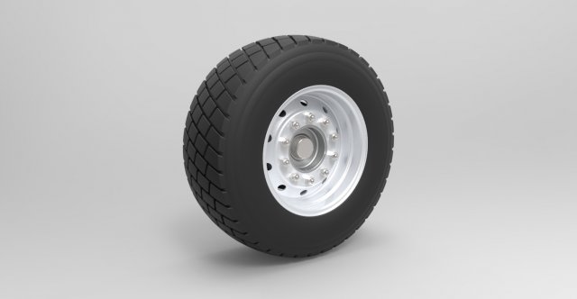 Front wheel from truck 3D Model .c4d .max .obj .3ds .fbx .stl .blend 