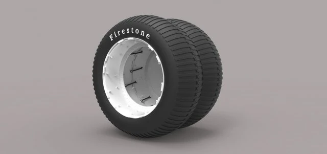 Double wheel from monster truck 3D Model .c4d .max .obj .3ds .fbx .stl .blend 