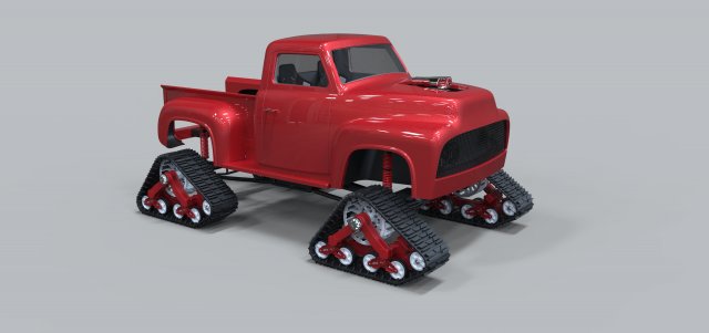 Pickup with tracks Modello 3D .c4d .max .obj .3ds .fbx .stl .blend 