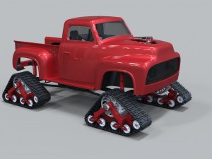 Pickup with tracks 3D Model
