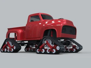 Pickup with tracks 3D Model