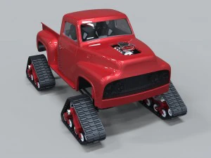 Pickup with tracks 3D Model