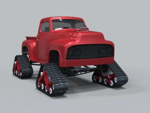Pickup with tracks 3D Model