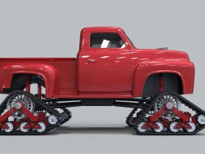 Pickup with tracks 3D Model
