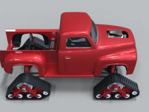 Pickup with tracks 3D Model