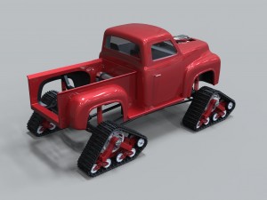 Pickup with tracks Modello 3D