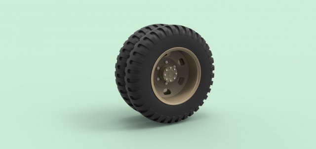Double wheel from old truck 3D Model .c4d .max .obj .3ds .fbx .stl .blend 