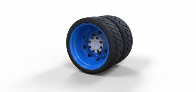 Low profile double wheel 3D Model .c4d .max .obj .3ds .fbx .stl .blend 