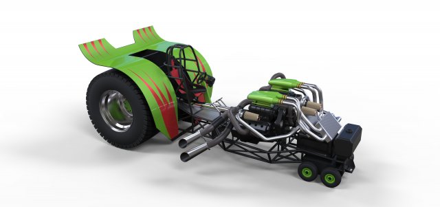 Twin-engined pulling tractor 2 Modèle 3D .c4d .max .obj .3ds .fbx .stl .blend 