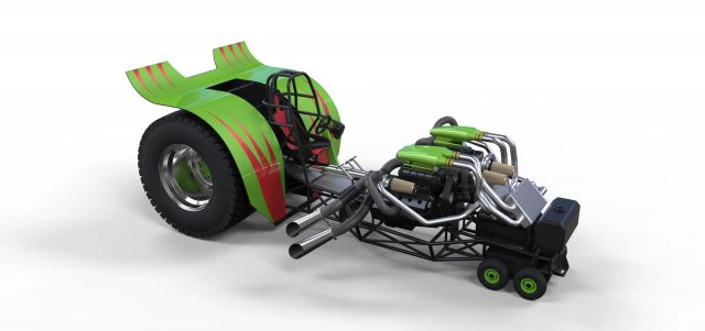 Twin-engined pulling tractor 2 3D Model .c4d .max .obj .3ds .fbx .stl .blend