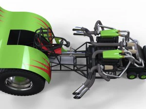Twin-engined pulling tractor 2 3D Model