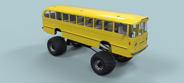 Monster bus 3D Модель .c4d .max .obj .3ds .fbx .stl .blend 