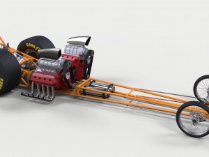 Twin-engined dragster 3D Модель