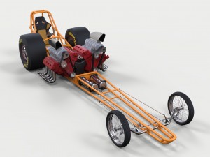 Twin-engined dragster Model 3D
