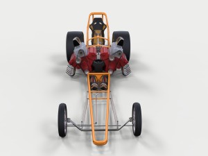 Twin-engined dragster Model 3D