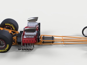 Twin-engined dragster Model 3D