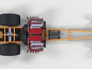 Twin-engined dragster 3D Model