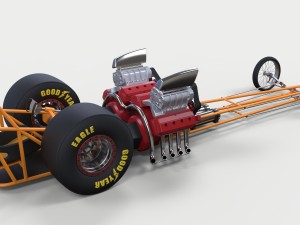 Twin-engined dragster Model 3D