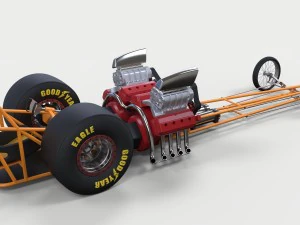 Twin-engined dragster 3D Model
