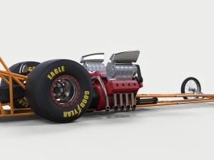 Twin-engined dragster 3D Model
