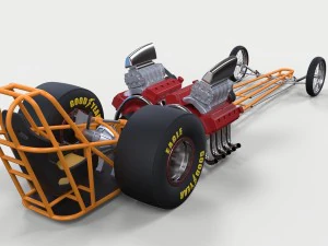 Twin-engined dragster 3D Model