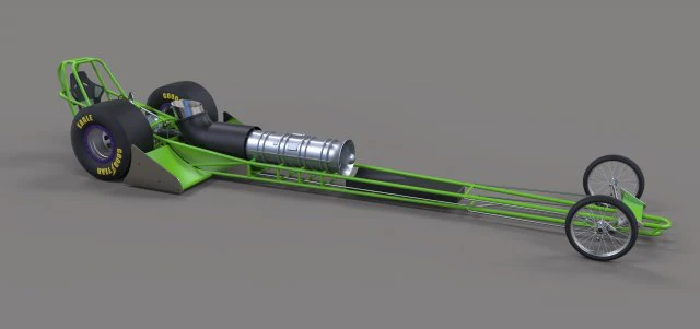 Front engine jet dragster 3D Model .c4d .max .obj .3ds .fbx .stl .blend 