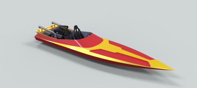 Motorboat 3D Model .c4d .max .obj .3ds .fbx .stl .blend 