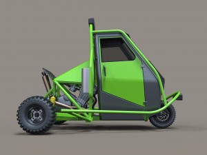 3 wheel rally car Modello 3D