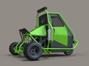 3 wheel rally car Modello 3D