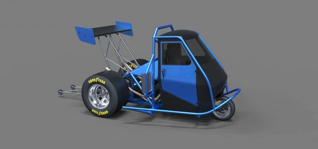 3 wheel dragster 3D Model .c4d .max .obj .3ds .fbx .stl .blend 